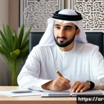 컴퓨터 메모리 오류 테스트 방법 - A detailed digital illustration showing a professional Arab man in his 30s, wearing a traditional wh...